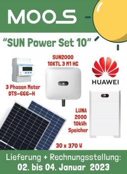 "2023" Mini PV „SUN Power Set 10“ inkl. 30 x Modul 370W*, SUN 10KTL 3ph M1 HC, LUNA 10kWh und Smart Meter DTSU666-H - Ab KW 1 2023